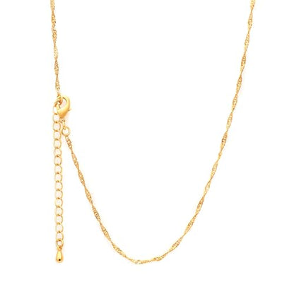 14K Gold Plated Paper Clip Chain Link Necklace Satellite Chain Necklace for Women - color: Singapore Chain Necklace