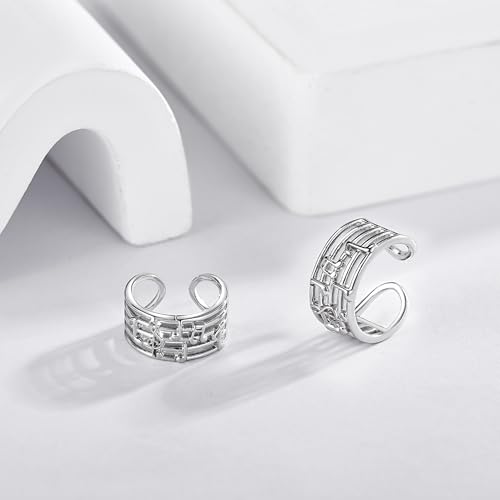 Celtic Knot/Celtic Knot/Bat/Filigree Viking Earrings 925 Sterling Silver Non Piercing Ear Cuff Earrings Cool Earring Cuff for Women Men - color: music note