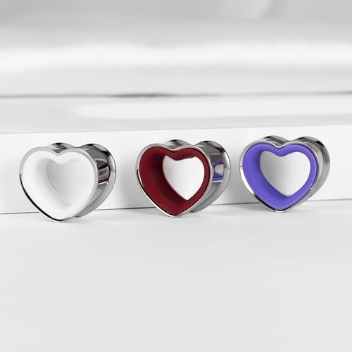 DOEARKO 6PCS Heart Shape Ear Tunnels Plugs Stainless Steel Hollow Double Flared Ear Gauges Tunnels Stretcher Body Piercing Earring Jewelry for Women Men 8mm-19mm - color: 3P-SH, size: 19 mm