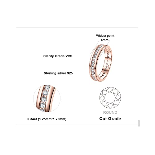 JewelryPalace Cubic Zirconia Eternity Wedding Bands For Women, 14K Yellow Rose Gold Plated 925 Sterling Silver Anniversary Promise Rings for Her, CZ Simulated Diamond Wedding Ring Jewelry Channel Set - color: 3-Rose Gold Plated
