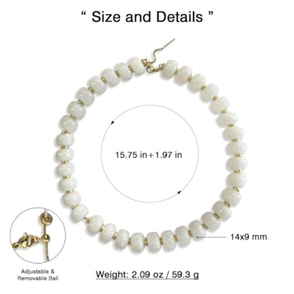 Colorful Chunky Resin Beaded Choker Necklaces for Women | Multicolor Beads, Sturdy Metal Chain, Adjustable, Detachable, Lightweight, Summer Beach Boho, Trendy Statement Jewelry Gift - color: Cream