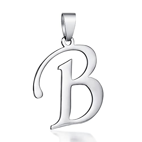Stainless Steel Initial Letter Connector Charms Alphabet Pendant Diy Craft for Jewelry Making Necklaces Bracelets Keychain - color: Stainless Steel B
