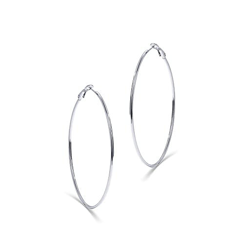 PAVOI Gold Hoop Earrings for Women, 14K Gold Plated Paddle-Back Hoops | Large Hoop Earrings, Lightweight Hoops, Gold Hoops, 925 Sterling Silver Posts - style: 70 Millimeters