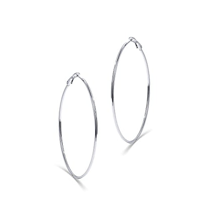 PAVOI Gold Hoop Earrings for Women, 14K Gold Plated Paddle-Back Hoops | Large Hoop Earrings, Lightweight Hoops, Gold Hoops, 925 Sterling Silver Posts - style: 70 Millimeters