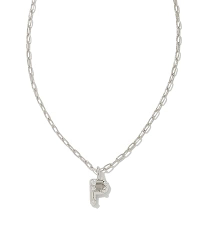 Kendra Scott Crystal Letter Short Pendant Necklace, Fashion Jewelry for Women - color: Letter P (RHODIUM-PLATED)