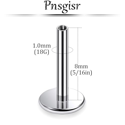 F136 Titanium 20/18/16G Threaded/Threadless Flat Earring Back Converter Kit Nose Lip Rings Medusa Labret Flatback Posts Cartilage Helix Conch Tragus Stud Piercing Jewelry Bar for Women Men - color: Internally Threaded, size: 18g, 5/16in