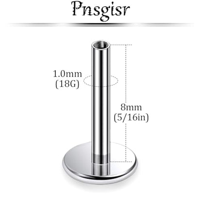 F136 Titanium 20/18/16G Threaded/Threadless Flat Earring Back Converter Kit Nose Lip Rings Medusa Labret Flatback Posts Cartilage Helix Conch Tragus Stud Piercing Jewelry Bar for Women Men - color: Internally Threaded, size: 18g, 5/16in