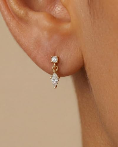 Flat Back Earrings for Women Cartilage Helix | Comfortable Dainty Cute Dragon Bee Bird Phoenix Dragonfly Cute Animal Leaf Spiral Rhombus Design Flatback Stud Earrings - color: gold dangle