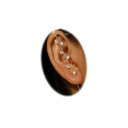 Gold Hook Earring for Women Rhinestone Ear Wrap Crawler Hook Earring Helix Hook Earrings Crystal Oreylo Earrings Bridal Wedding Sparkling Jewelry for Women