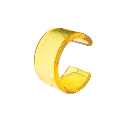 Pingyongchang Acrylic Colorful Resin Geometric Simple Open Bracelet Transparent Wide Cuff Bangle - color: (38mm) Yellow
