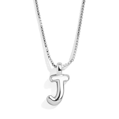 BaubleBar Gold-Plated Initial Necklace - Bubble or Signature Letter Pendant, 17-Inch Chain Necklace with Lobster Clasp, Fashion Jewelry, Perfect Personalized Gift for Women - color: J