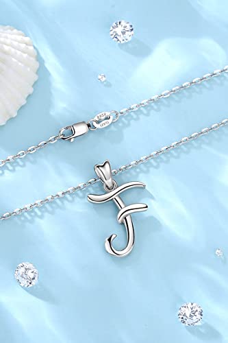 EUDORA Sterling Silver Initial Necklaces for Women, Classic 26 Letter Neckless Gifts for Girls, Sister, Mother Daughter, 18 inch Chain - style: F