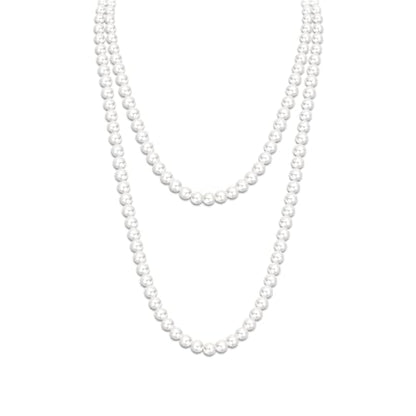 Zeffy Pearl Necklace 4MM/6MM/8MM Dainty Round Imitation Pearl Choker Necklace Wedding Pearl Necklace Delicate Jewelry for Women Simple Bridesmaid Jewelry Gifts - style: 8mm Long Pearl Necklaces(60")