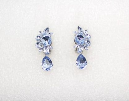 Faship Statement Dangling Floral Clip On Earrings For Women - color: Light Blue