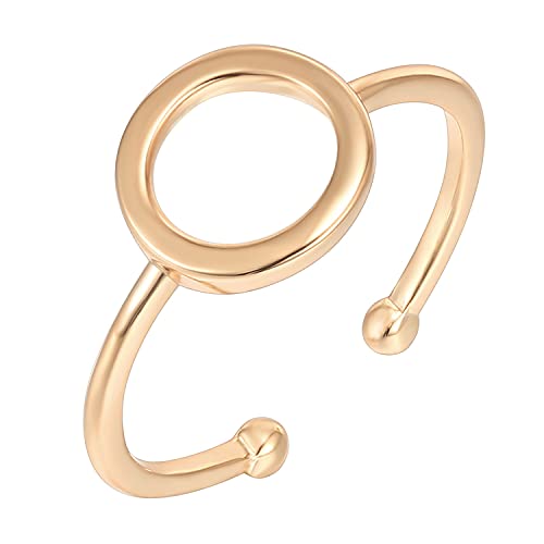 PAVOI 14K Gold Karma Open Circle Ring | Gold Plated Adjustable Rings for Women | Stackable Rings - color: Rose Gold