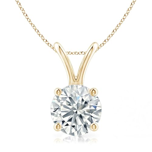 The Diamond Deal .25-1.00 Carat Round Brilliant Solitaire IGI Certifed Lab-Grown Diamond Solitaire Pendant Necklace | 14k Yellow or White or Rose/Pink Gold With 18" Gold Chain - color: Yellow Gold, size: 5.00 Carat