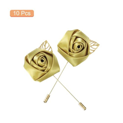 MECCANIXITY Groom Boutonnieres Rose Boutonnieres Pins for Wedding - color: Gold