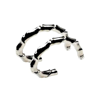 Hoop Invisible Clip On Earrings for Women Not Pierced Gold Small Twisted Hoop Comfortable Silver Large Clip On Earrings - color: Bamboo Hoop Silver
