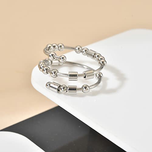 Morse Code Rings for Women, Stainless Steel Spinner Ring Fidget Rings for Anxiety Ring Morse Code Rings Inspirational Gifts Jewelry Women Birthday Graduation Gifts for Best Friends - style: 5 True B*dass