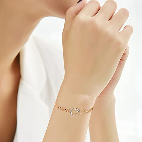 925 Sterling Silver Bracelets for Women Adjustable Love Heart Charm Chain Bracelets Fashion Jewelry Valentine's Day Gifts for Your Lover - color: 5-Silver