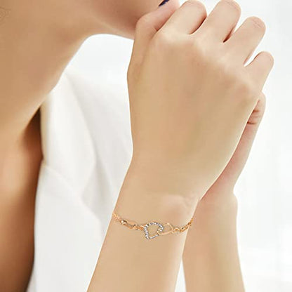 925 Sterling Silver Bracelets for Women Adjustable Love Heart Charm Chain Bracelets Fashion Jewelry Valentine's Day Gifts for Your Lover - color: 5-Silver