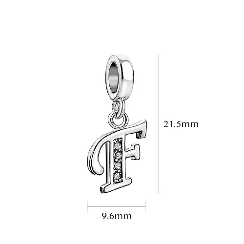 LSxAB Sparkling Initial Letter Charm Compatible with Pandora Charms Bracelets for Women A-Z Pendant Jewelry - style: F