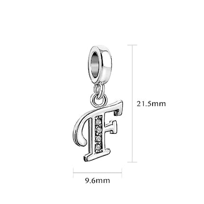 LSxAB Sparkling Initial Letter Charm Compatible with Pandora Charms Bracelets for Women A-Z Pendant Jewelry - style: F