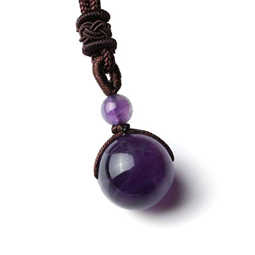 Jovivi Healing Crystals Necklace Natural Tiger Eye Amethyst Lucky Blessing Protection Chakra Beads Stone Pendant for Women Men Adjustable - color: Amethyst