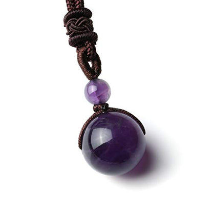 Jovivi Healing Crystals Necklace Natural Tiger Eye Amethyst Lucky Blessing Protection Chakra Beads Stone Pendant for Women Men Adjustable - color: Amethyst