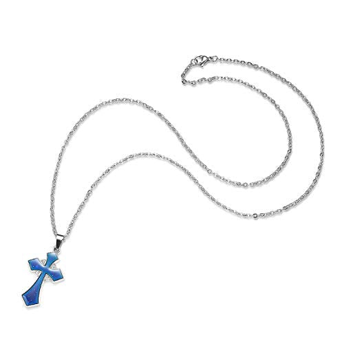 FM FM42 Temperature Sensing Color Changing Pendant Necklace with 19.29" Stainless Steel Rolo Chain - color: Cross