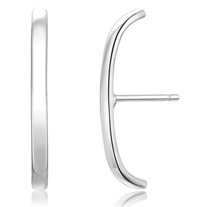 18K Gold Plated Sterling Silver Suspension Hoop Earring Ear Suspender Minimalist Ear Cuff Rose Gold Wrap Hoop Silver Huggie Earring - color: Rhodium Plated