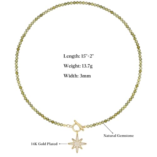 KissYan Beaded Choker Necklace for Women, Colorful Natural Gemstones Pearl Choker 14K Gold Plated Pendant Healing Crystal Necklace Handmade Stone Jewelry Gift | 14K Gold Plated Pendant Necklaces, Natural Gemstones Pearl Choker, Healing Crystal Chain, Hand