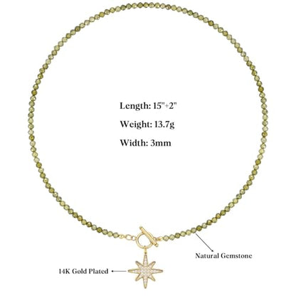 KissYan Beaded Choker Necklace for Women, Colorful Natural Gemstones Pearl Choker 14K Gold Plated Pendant Healing Crystal Necklace Handmade Stone Jewelry Gift | 14K Gold Plated Pendant Necklaces, Natural Gemstones Pearl Choker, Healing Crystal Chain, Hand