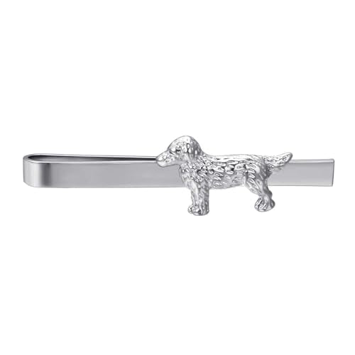 Silver Tie Clip for Mens Stainless Steel Novelty Feather Bat Bee Tie Bar Suitable For Necktie Bar Clip - style: Dog Tie Clip