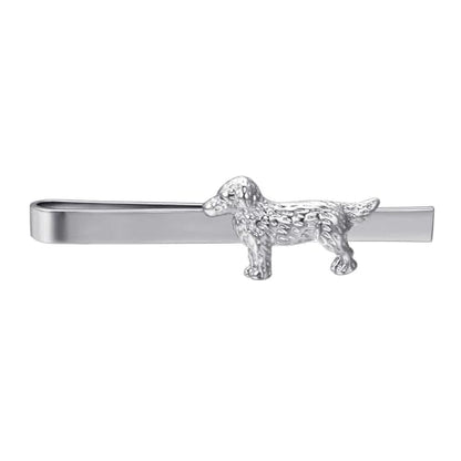 Silver Tie Clip for Mens Stainless Steel Novelty Feather Bat Bee Tie Bar Suitable For Necktie Bar Clip - style: Dog Tie Clip