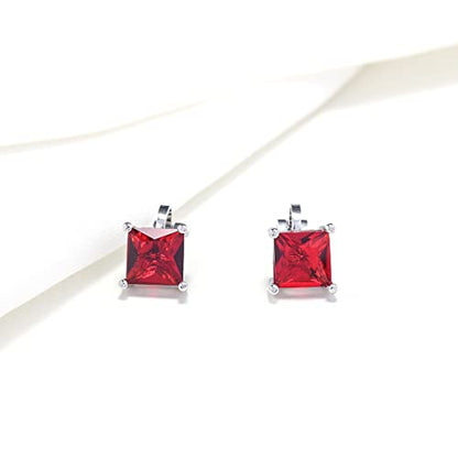 YOQUCOL 2 Pairs 8MM Cubic Zirconia Crystal Clip On Stud Earrings Non Pierced Stud Earrings For Women - color: Red