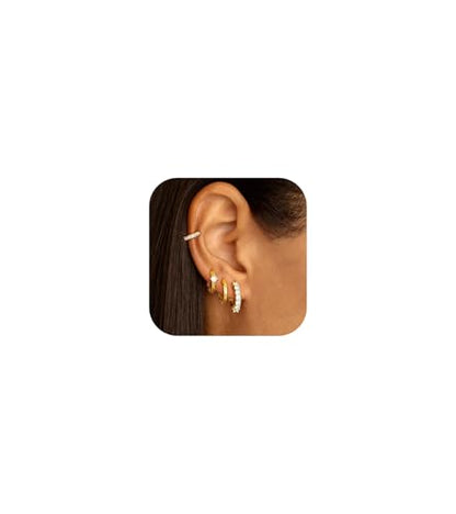 Gold Hoop Earrings for Women Chunky Hoops 14K Gold Plated Thick Hollow Tube Lightweight Earrings for Mother Birthday Gifts 20/25/30/40/50MM - color: Gold Hoop Earring Set