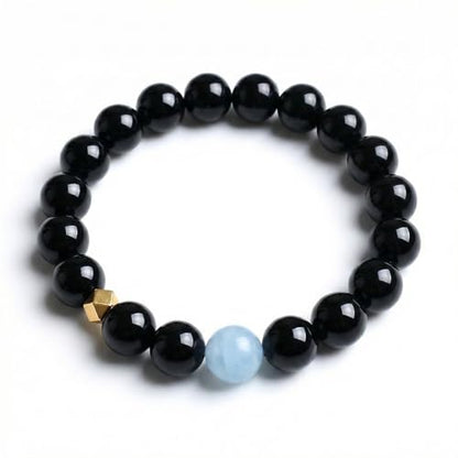 ZestBeads 10mm Natural Gemstone Bracelet for Women, Premium Crystal Beaded Energy Jewelry for Mindfulness & Meditation, Gift Ready Sustainable Cork Packaging - style: Eclipse Tide
