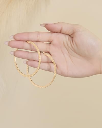 Jessica Simpson Womens Hoop Earrings - Silver-Tone or Gold-Tone Hoop | Earrings for Women - color: Gold Flat Omega