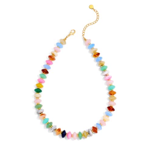 Acrylic Beaded Necklace for Women,Beach Strand Jewelry Gifts | Statement Necklace,Cute Trendy Handmade Jewelry for Women,Chunky Beaded Necklace,Resin Beads Choker - color: colorful