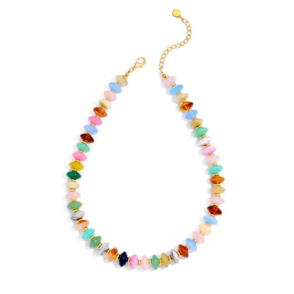 Acrylic Beaded Necklace for Women,Beach Strand Jewelry Gifts | Statement Necklace,Cute Trendy Handmade Jewelry for Women,Chunky Beaded Necklace,Resin Beads Choker - color: colorful