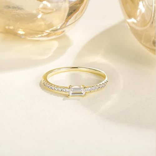 TIGRADE 1.5mm Eternity Ring Baguette Cubic Zirconia Anniversary Ring CZ Pave Wedding Band for Women Size 3-12 - color: Gold