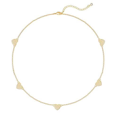 Zeffy Dainty Gold Heart Necklace for Women Trendy 14K Gold/Silver Plate Cute Heart Pendant Choker Necklaces Gold Love Heart Chain Necklace for Women Dainty Gold Jewelry Gifts for Women - style: CZ Heart Choker-Gold