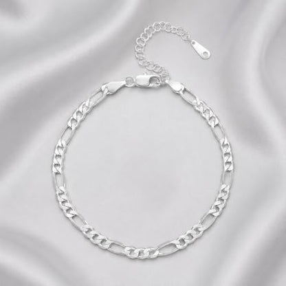 Silver Tone Figaro Anklet for Women, Adjustable Chain Ankle Bracelet, Chunky Link Foot Jewelry, Minimalist Layering Anklet for Summer Outfits, Beach, Vacation, Daily Wear