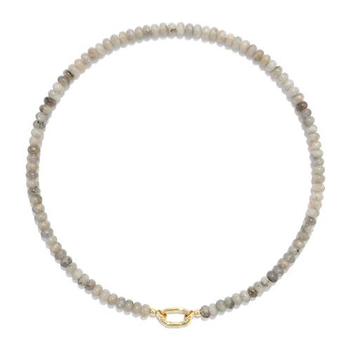 CONRAN KREMIX Colorful Stone Beaded Necklace for Women,Natural Gemstone Bead Choker Necklaces Boho Summer Beach Layering Necklace Jewelry Gift for Women - color: Shining Stone
