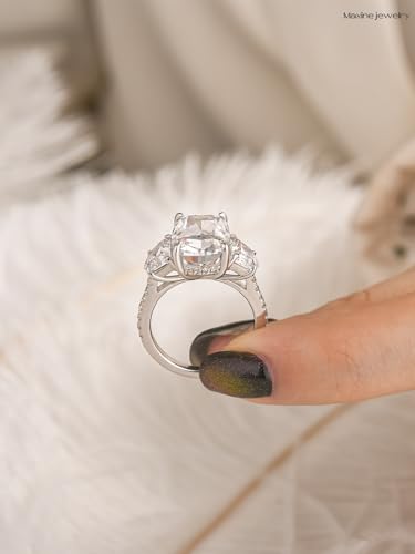 Maxinejewelry 925 Silver 6CT 3-Stone Cushion Cut Engagement Ring