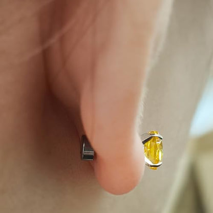 Zircon Flat Back Screw Hypoallergenic Surgical Steel Stud Earrings - color: Luxe Yellow, size: 1ct - 0.24 Inch (6mm)