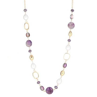 Long Gold Necklaces for Women Trendy Beaded Chain Necklace Chunky Costume Jewelry Gifts for Her - color: Amethyst