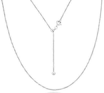 Miabella 925 Sterling Silver or 18K Gold Plated Italian 1mm Adjustable Solid Thin Bolo Box Chain Necklace for Women / 14-24 Inch Slider/Made in Italy - style: sterling silver