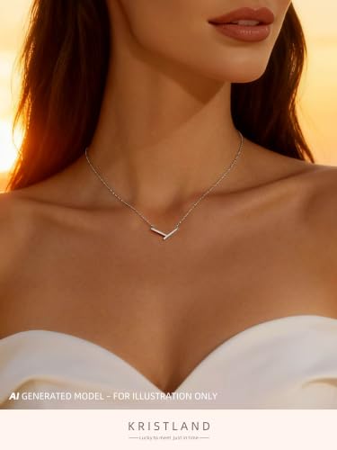 S925 Silver Women's Bar Necklace/Double Circle Layered Y Necklace Chain Adjustable Long/Tiny Pendant Chain Choker for Lady Gift - style: V Bar